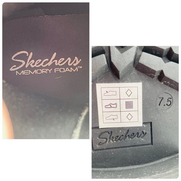 Skechers Weekend Best White Memory Form Lace Up Side Zip Combat Lug Boots 7.5 - Picture 11 of 12